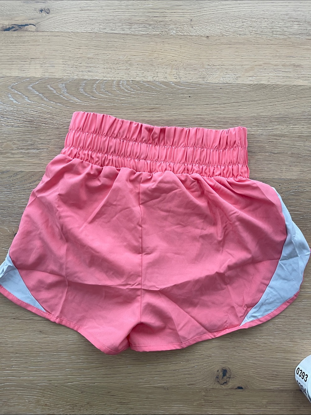 Coral Pink Women's Athletic Shorts with Contrast Trim - Picture 5 of 5